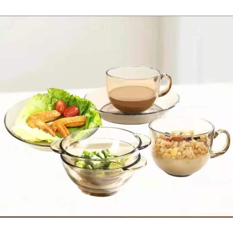 热尚家居茶色六件套碗盘杯套装_茶色杯碗盘6只装