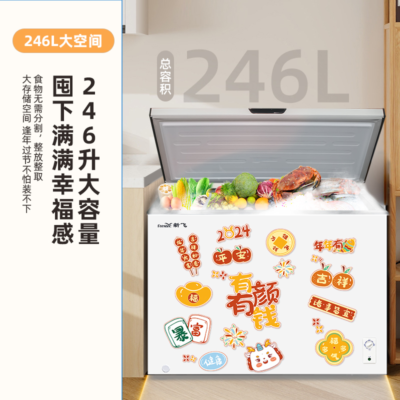 新飞(Frestec)246升家用冷柜小型冰柜一级能效单温区冷藏冷冻小冰柜母乳冰柜卧式顶开门BC/BD-246KA