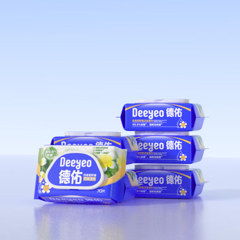 德佑 白池花籽油卫生湿巾70片*6包 (箱装)高清大图
