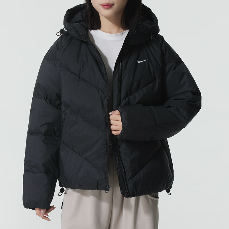 耐克(NIKE)羽绒服女装新款运动服保暖连帽上衣夹克外套HV5236-010 ZP HV5236-010/黑色 L