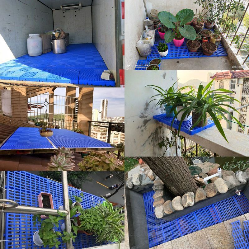 全新防潮板塑料垫板组合式地台板栈板仓库托盘加厚仓库地垫卡板 圆孔加厚30*30*3cm