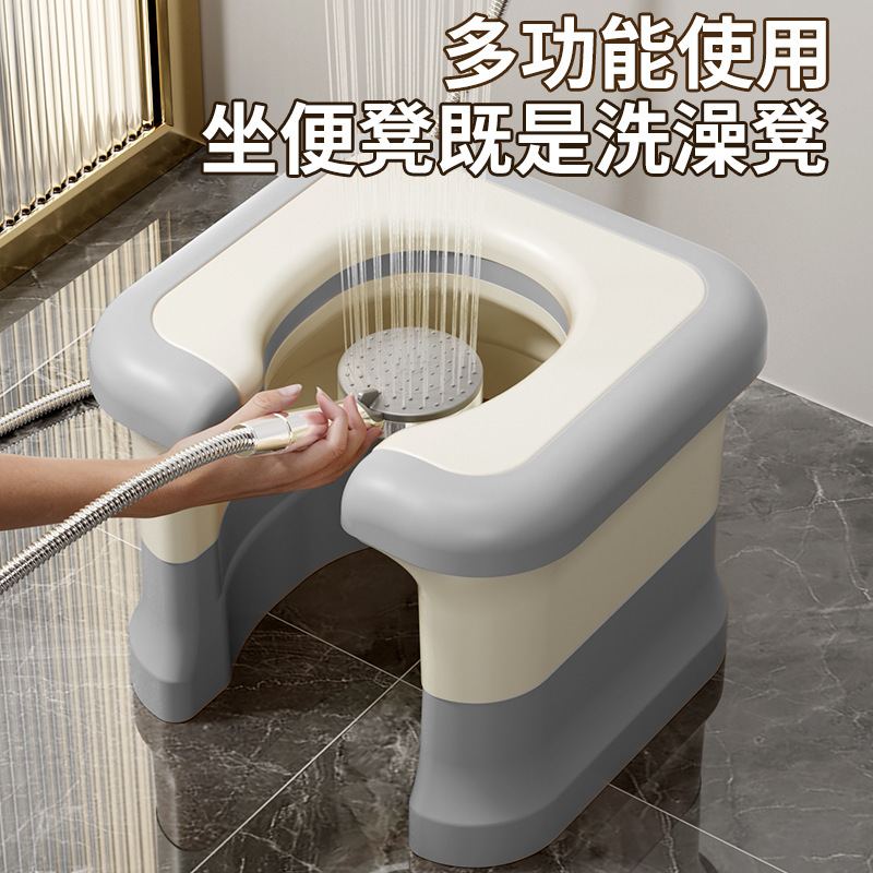 CCKO成人蹲便改坐便椅家用蹲厕马桶坐架孕妇老人上厕所便携式辅助凳子 蓝色[纸巾盒+硬垫款]高清大图