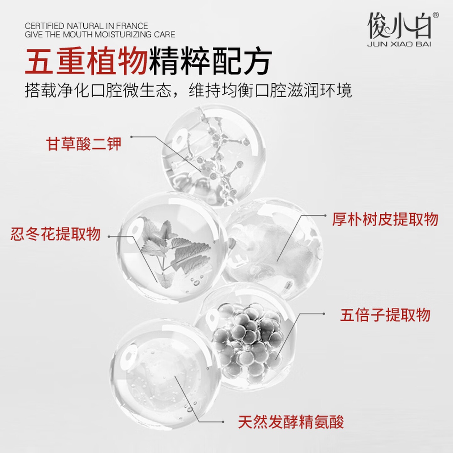 俊小白舒缓特护漱口水 长效清新口气 减少牙菌斑温和0酒精 250ml高清大图