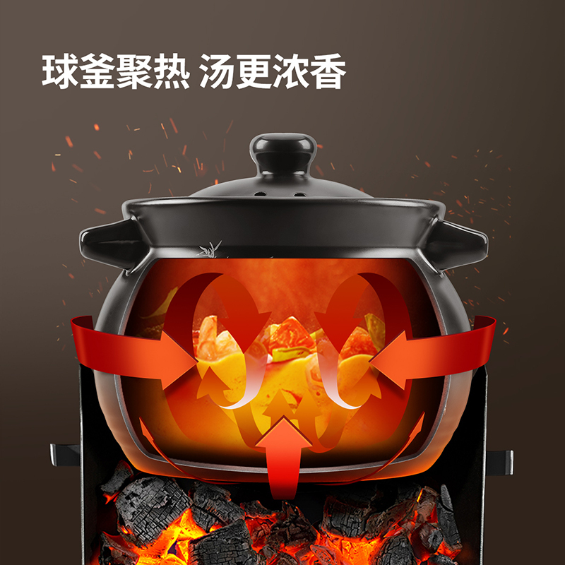 炊大皇健康养生陶瓷煲家用3.5L大容量煲汤煎药耐高温陶瓷锅高清大图