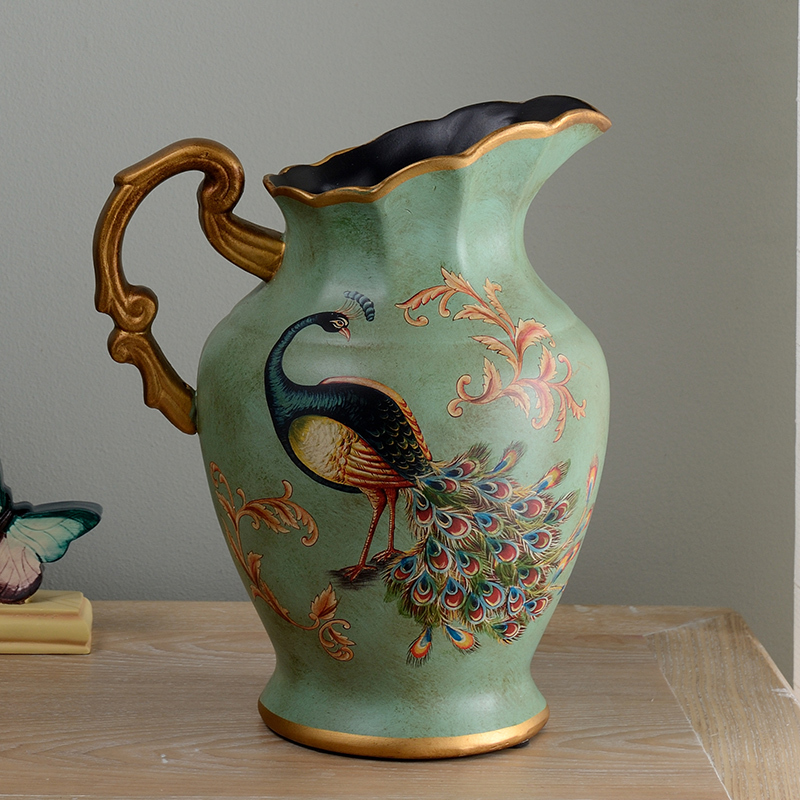 美式陶瓷花瓶花艺套装摆件家居装饰花仿真花假花工艺品摆设三维工匠