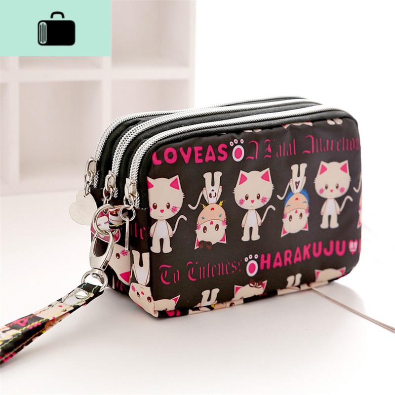 手拿包男包女包中性小手包牛津布帆布迷你零钱包简约时尚可放手。NEW LAKE 灰色黑底猫咪大号