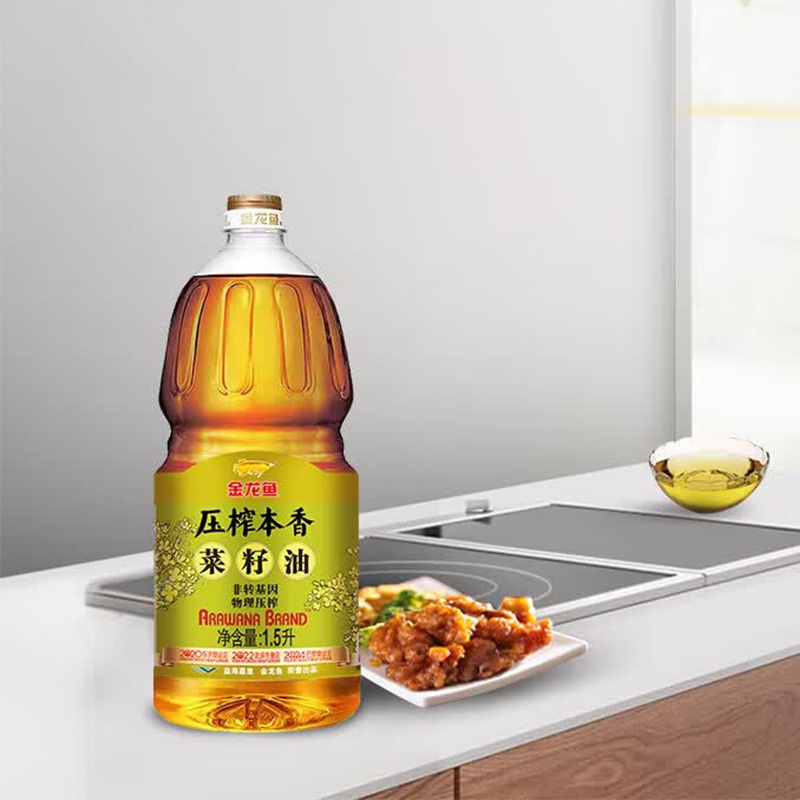 金龙鱼菜籽油鲜榨原油风味本真压榨本香菜籽油礼盒1.5L*2瓶高清大图