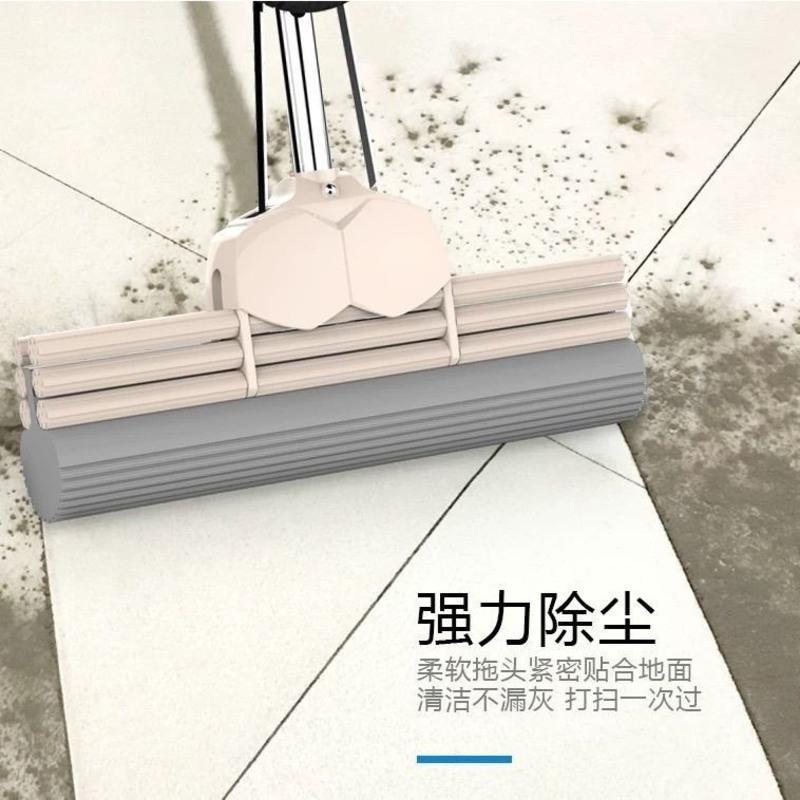 好太太吸水拖把海绵家用拖地拖把头免手洗懒人大号胶棉一拖净拖布 米咖色 [螺丝款] 27CM 小号 双排轮 [共1头]