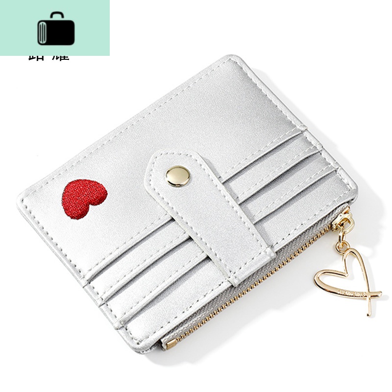 女士创意卡夹精致女式超薄拉链小卡包女可爱银行卡套迷你名片夹潮NEW LAKE女士钱包/卡包 银色