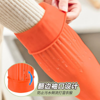55cm加长乳胶手套加厚防滑洗衣洗碗家用清洁劳保手套4双装-55cm特长手套红色-4双装;M