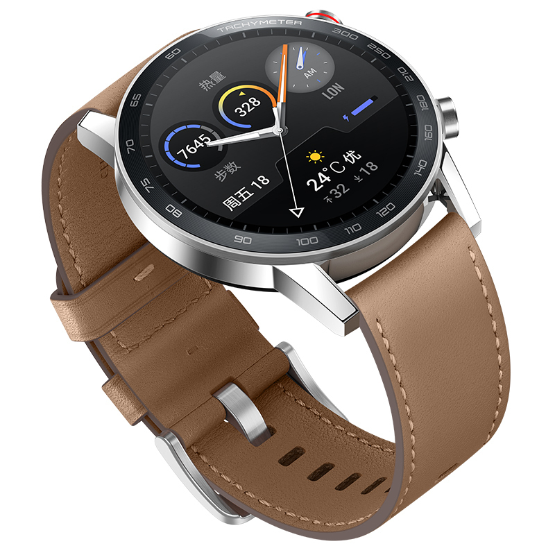 荣耀手表2 46mm 亚麻棕 黑色双表带 智能运动户外手表 两周续航 蓝牙