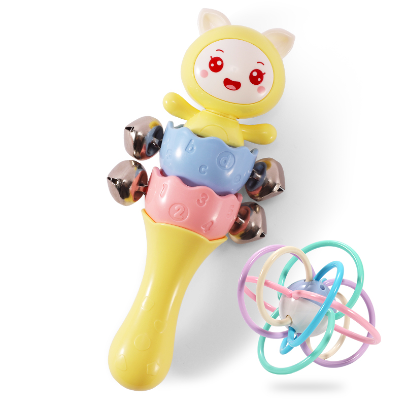婴儿摇铃玩具01岁手抓握可啃咬新生初生半岁宝宝四七九个月训练可水煮