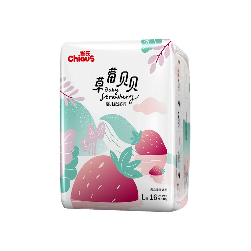 雀氏(Chiaus)薄快吸纸尿裤 草莓贝贝新包装 多规格婴儿尿不湿 贴心尿显 轻薄快吸L码16片