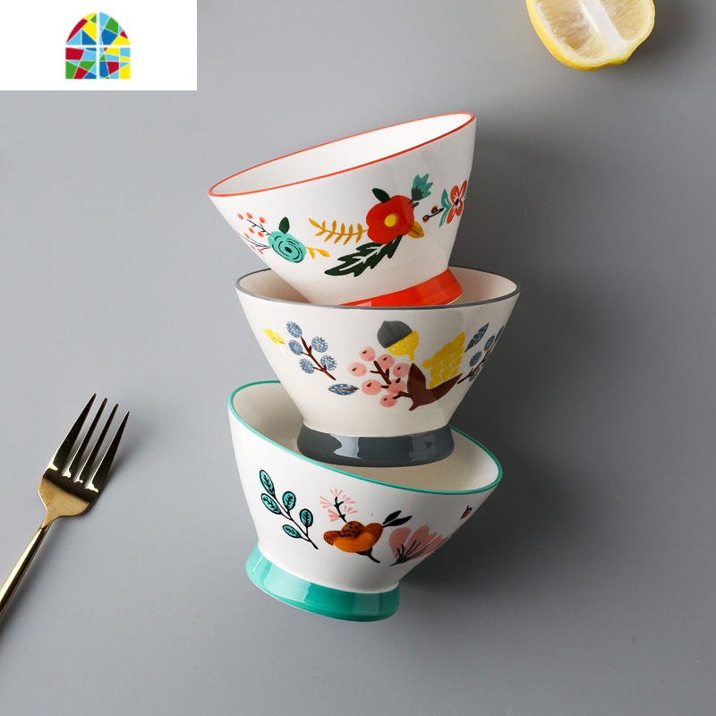 蕾苒日式碗碟套装创意家用一人食餐具可爱少女心陶瓷沙拉碗 FENGHOU 6寸花边碗灰色高清大图