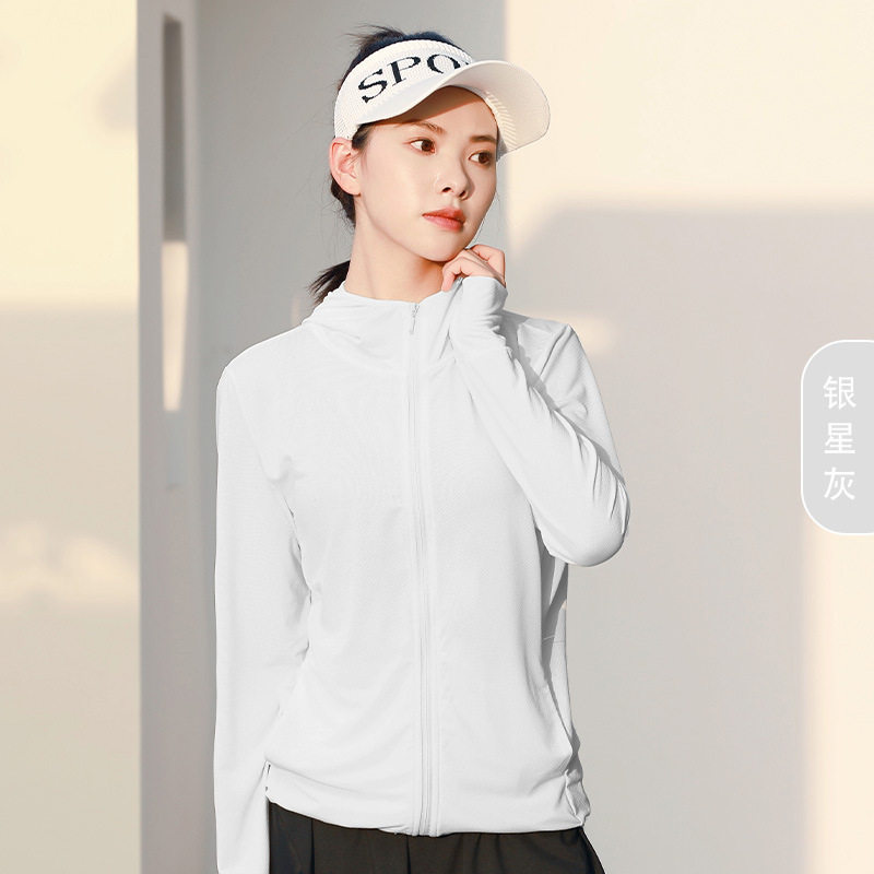 聚衣堂新款防晒外套薄款连帽防晒服女户外长袖提花透气防晒衣高清大图
