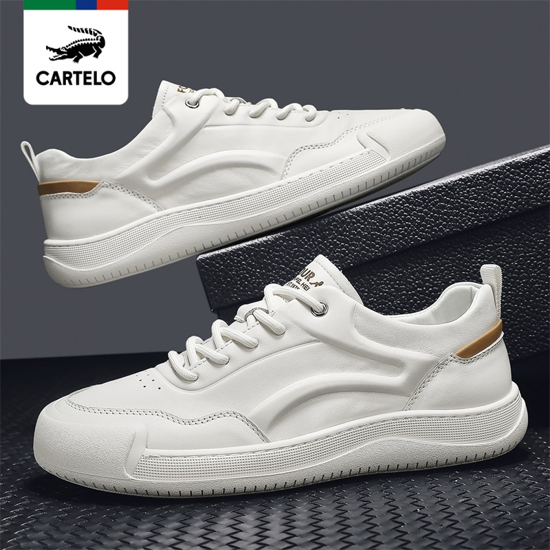 线下专柜同款卡帝乐鳄鱼cartelo新款时尚男士休闲皮鞋男鞋板鞋