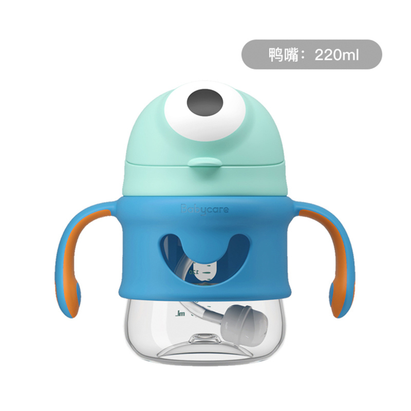 babycare婴儿学饮杯宝宝喝奶喝水杯儿童吸管鸭嘴杯两用6个月[tritan-鸭嘴]丝兰绿220ml