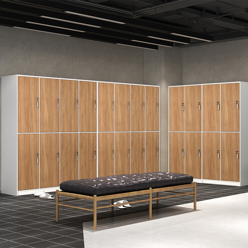 鑫金虎 办公家具更衣柜员工柜板式储物柜带锁鞋柜木质健身房洗浴美容