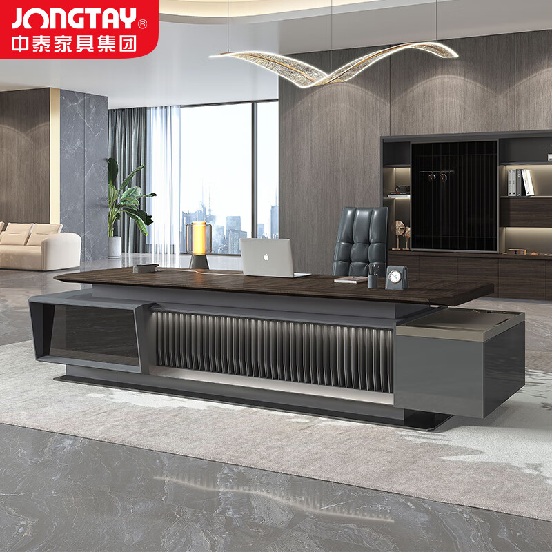 中泰(jongtay)老板桌办公桌高档大班台总裁经理办公室桌子简约现代家具2.4米 J-HSS-B24R高清大图