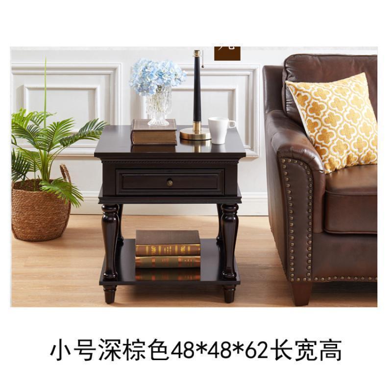 森美人现代简约美式边几轻奢实木角几茶几客厅摆件小户型正方形沙发边柜 小号深棕色