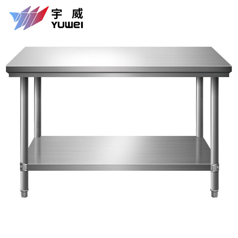 御璟 宇威201不锈钢工作台双 层置物架厨房操作台定制商用打荷台桌子包装台180*105*80cmTW-HSTW-1