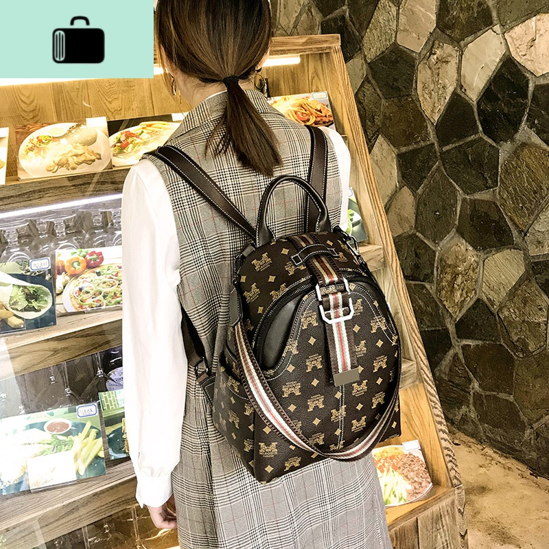 背包女双肩包2020新款时尚潮流旅游大容量旅行包简约休闲女士书包NEW LAKE 咖啡色(新品)