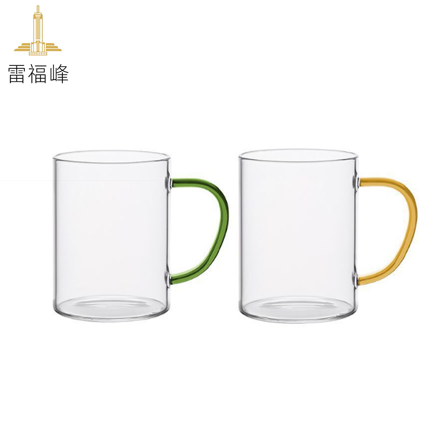雷福峰耐高温耐冷高硼硅玻璃杯418ml黄色把手+绿色把手/对高清大图