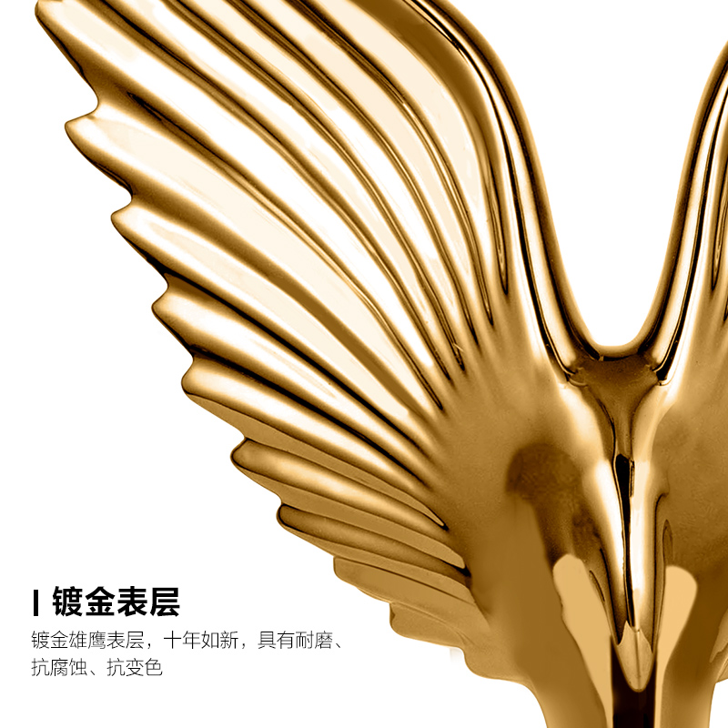 雄鹰展翅 创意轻奢家居装饰摆件陶瓷工艺品 酒柜电视柜办公室摆设 三维工匠 百年好合(银)高清大图