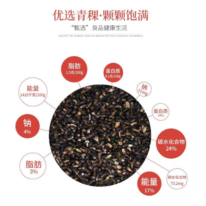 [中华特色]湟中馆 青海特产青穗黑青稞米杂粮袋装500g