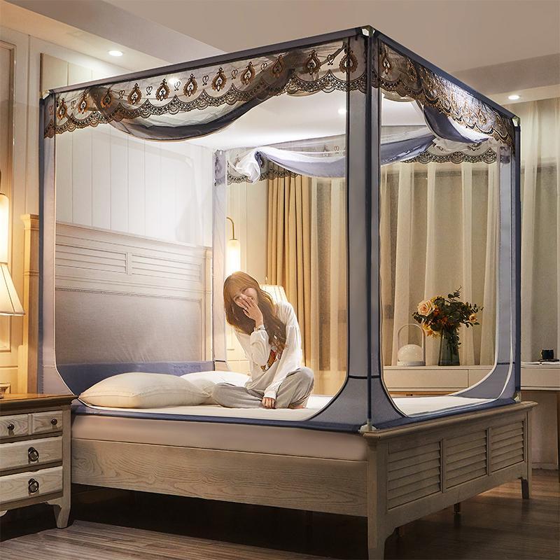 kruppcorp三开不锈钢支架防摔落坐床式拉链刺绣蚊帐不锈钢烤漆支架