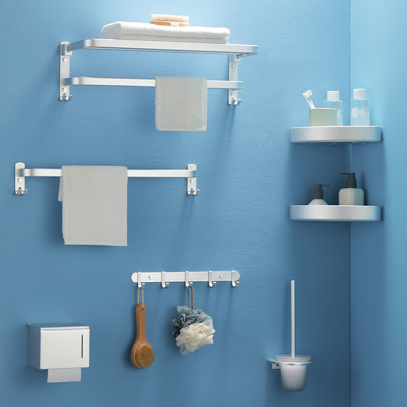 惠达huida卫浴卫生间五金挂件浴巾架毛巾杆厕纸盒双层三角篮马桶刷衣