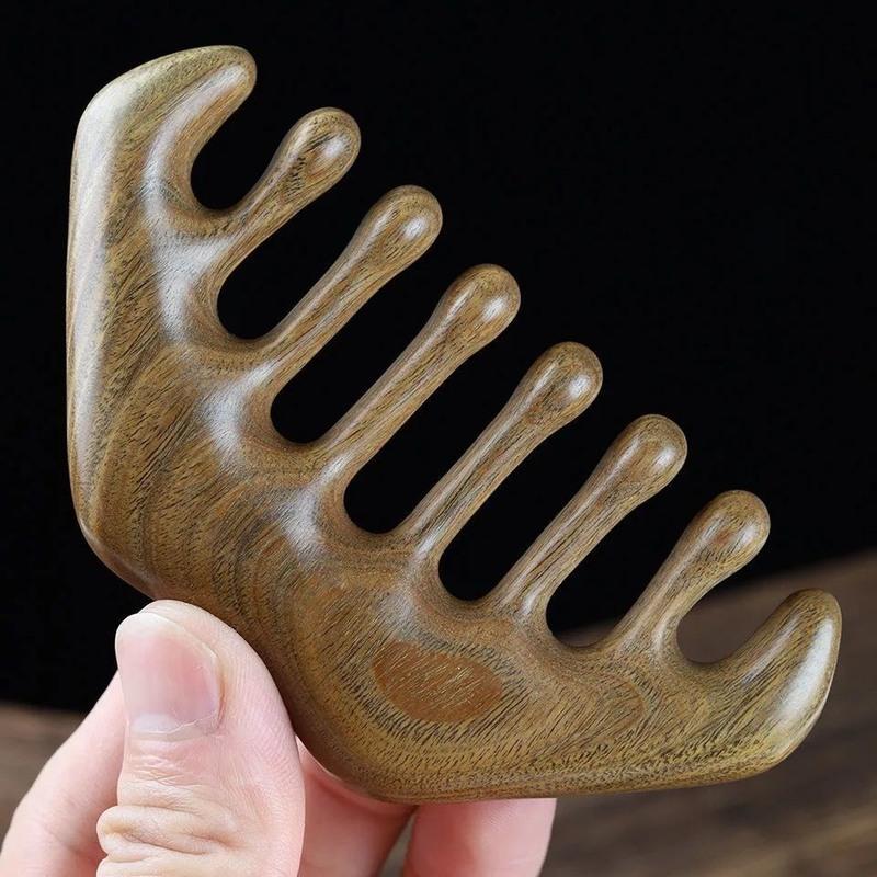 天然檀木经络按摩梳子家用宽齿卷发玉檀整木梳头部防脱发保健通乳