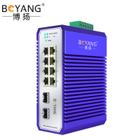 博扬 工业级交换机 二光八电千兆光纤收发器SFP 宽温宽压 导轨式以太网交换机 含电源不含模块 BY-ISUG2081
