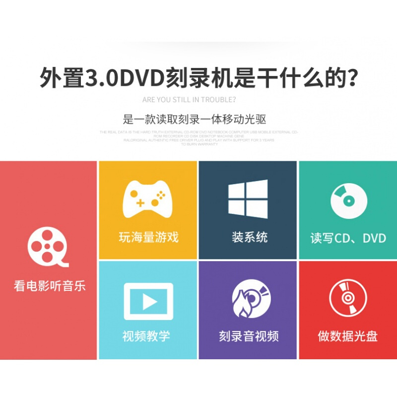 USB3.0外置光驱CD/DVD移动刻录机台式机笔记本通用外接驱动器