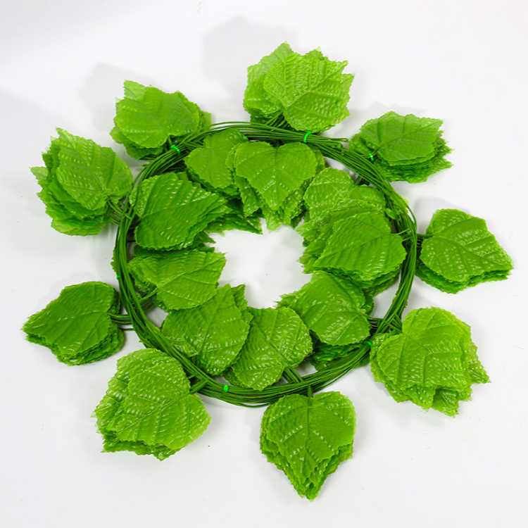 仿真花假花藤装饰绿植仿真吊顶葡萄叶藤条假树叶藤蔓塑料植物绿叶c1
