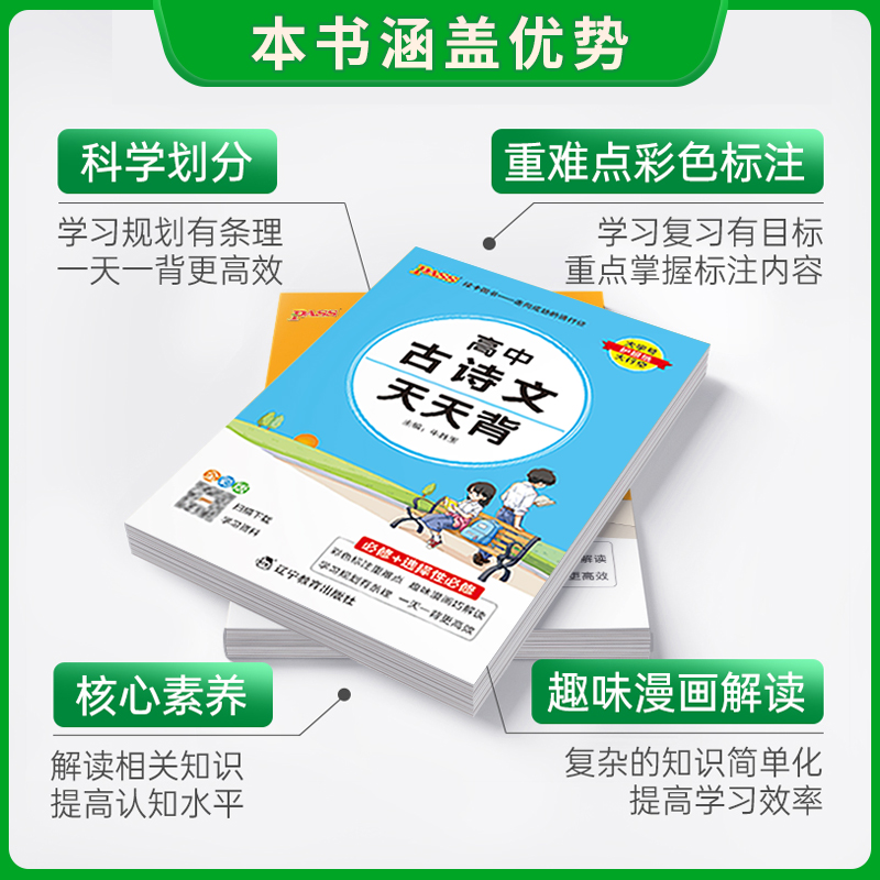 高中必备古诗文 高中通用 [正版]2025新版绿卡学霸基础知识天天背高中语文生物历史地理政治英语词汇数学公式定律手册高中高清大图