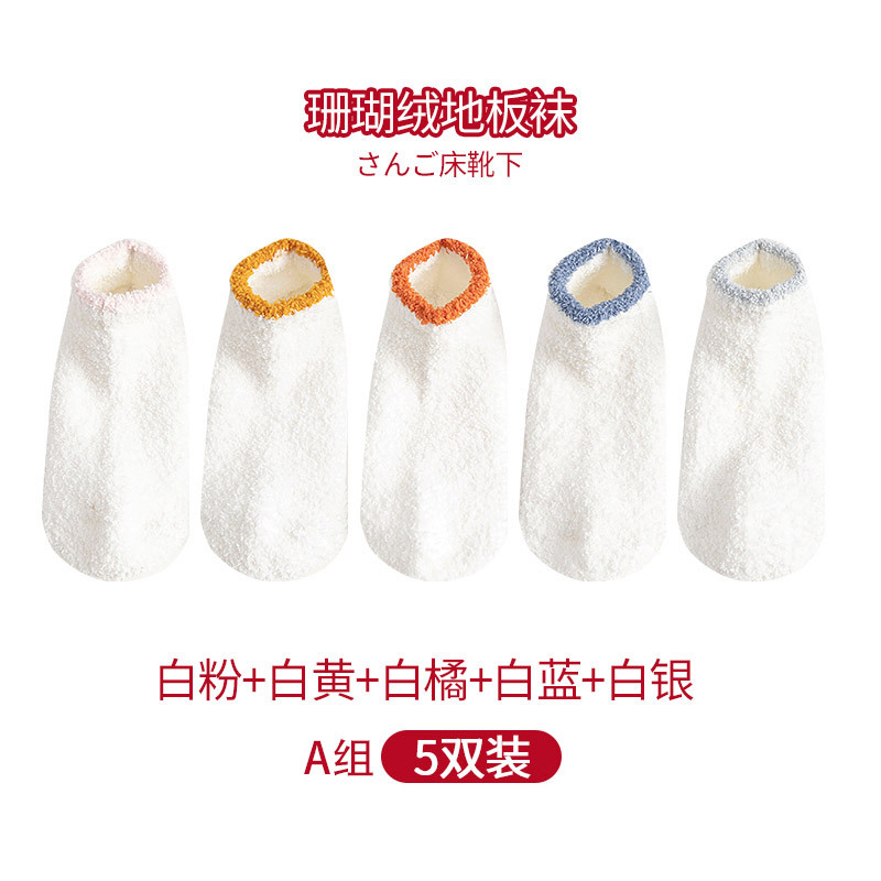 盛世尼曼袜子女短袜浅口秋冬女士船袜大人防滑珊瑚绒产妇月子睡眠地板袜套