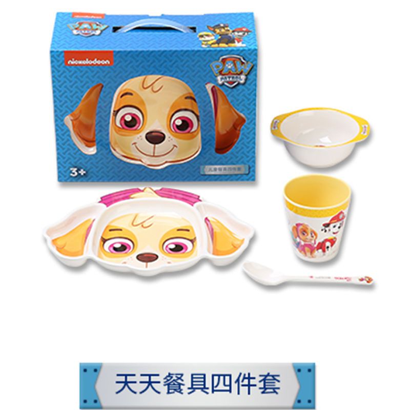 苏宁自营汪汪队官方授权宝宝分格餐盘汪汪队儿童餐具套装卡通训练儿童碗防摔防烫辅食碗 分格餐盘 儿童卡通勺