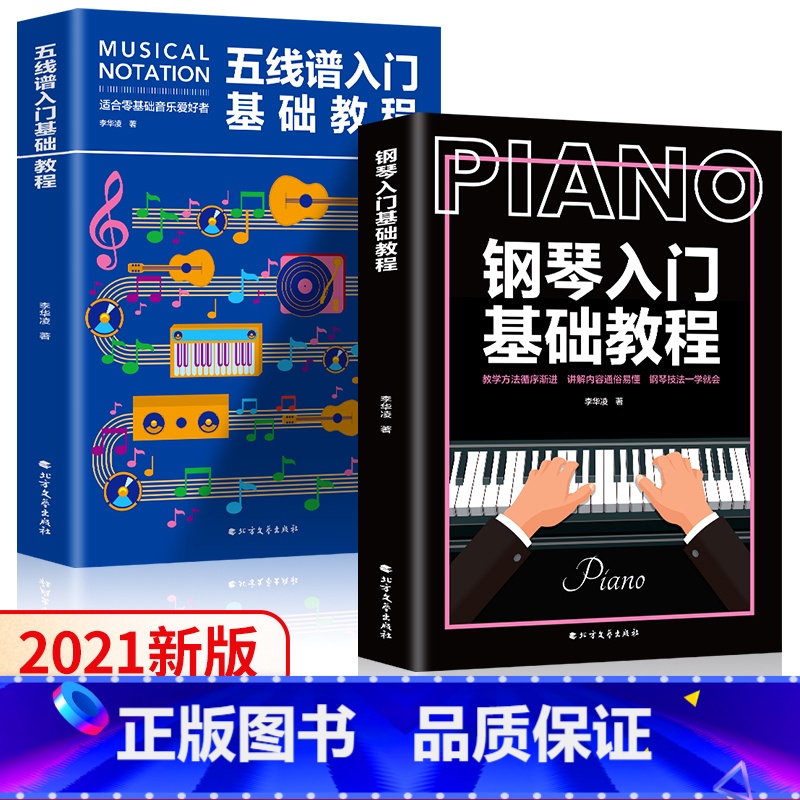 【正版】 2册钢琴入门基础教程+五线谱入门基础教程零基础学吉他钢琴 自学从零起步五线谱基础钢琴谱钢琴书流行歌曲大全初学者