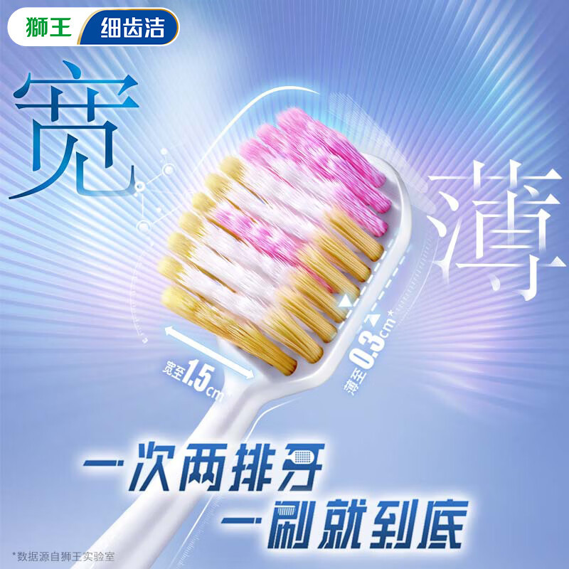 狮王(Lion)细齿洁宽薄椰护龈牙刷6支装软毛缓解敏感呵护牙龈孔宽头成年人高清大图