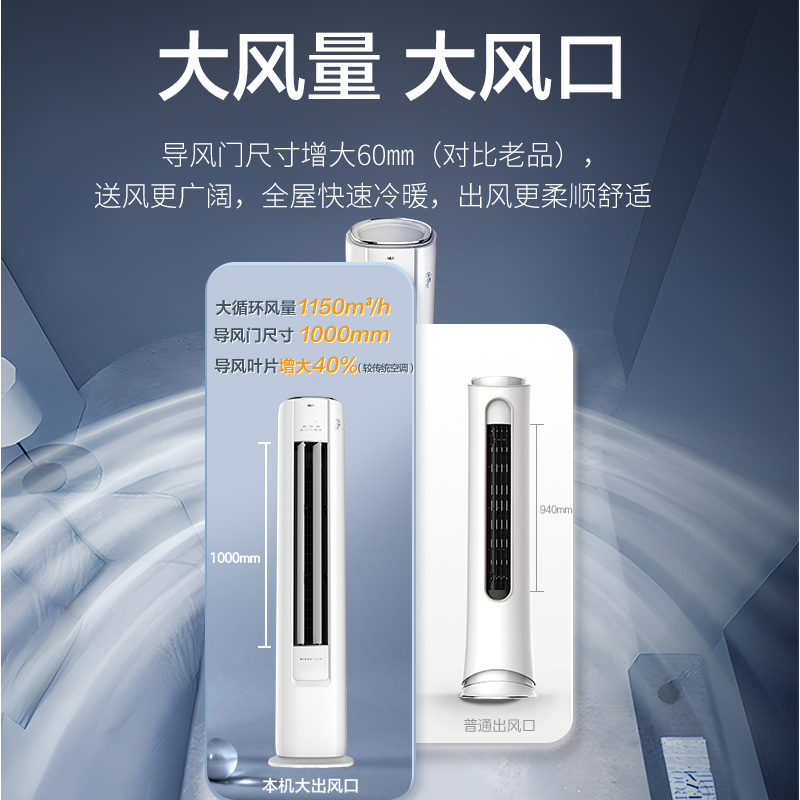 奥克斯 (AUX) 空调立式2匹柜机 新三级能效变频冷暖两用 节能省电 客厅家用空调圆柱柜机