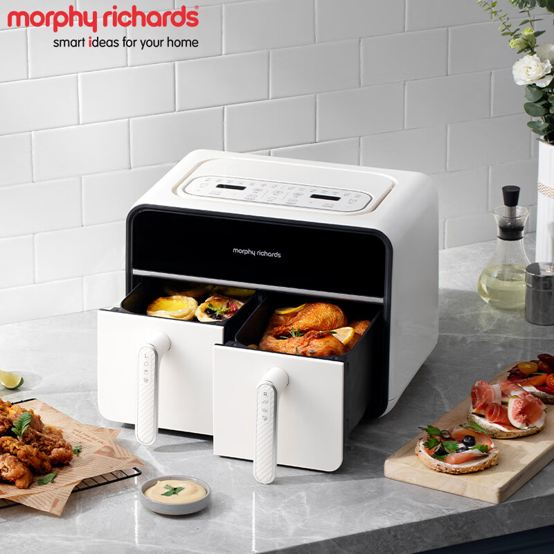 摩飞电器(MORPHY RICHARDS) MR8100 空气炸锅 家用双仓空气炸锅容量4+4升多功能可视双炸篮智能