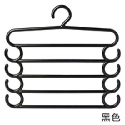 加粗加厚多功能五层裤架5层裤子衣架围巾架丝巾领带挂架魔术裤架 P-5层裤架(黑色) 1个装