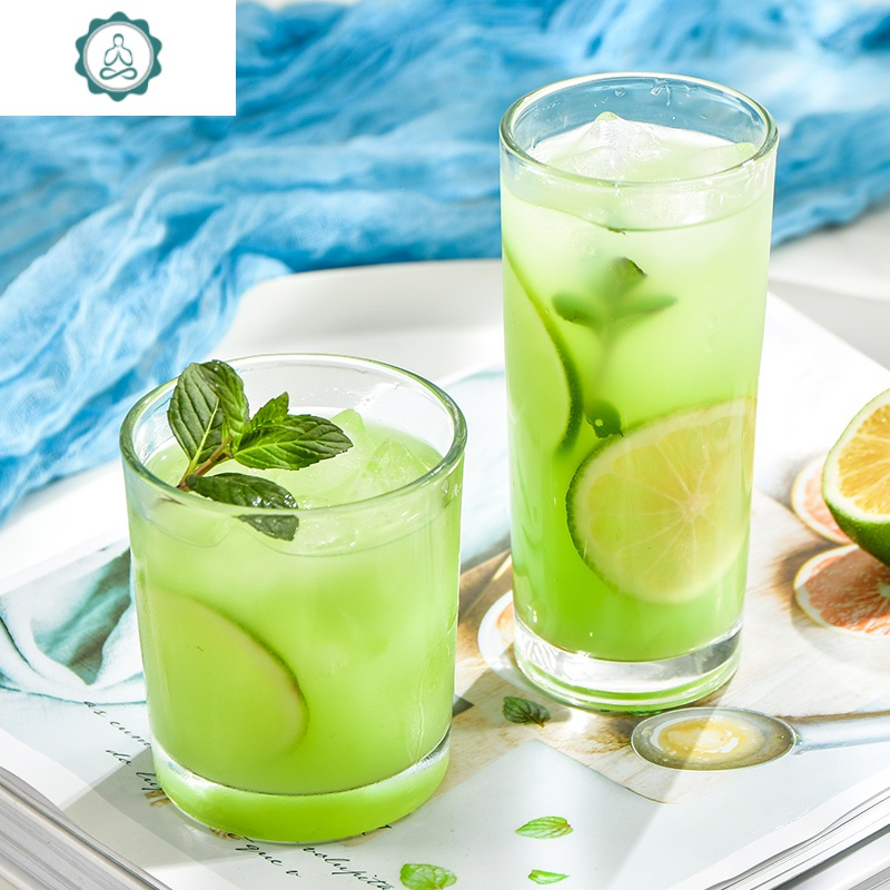 玻璃杯家用女客厅果汁杯ins网红高颜值水杯简约茶杯饮料耐热杯子封后3