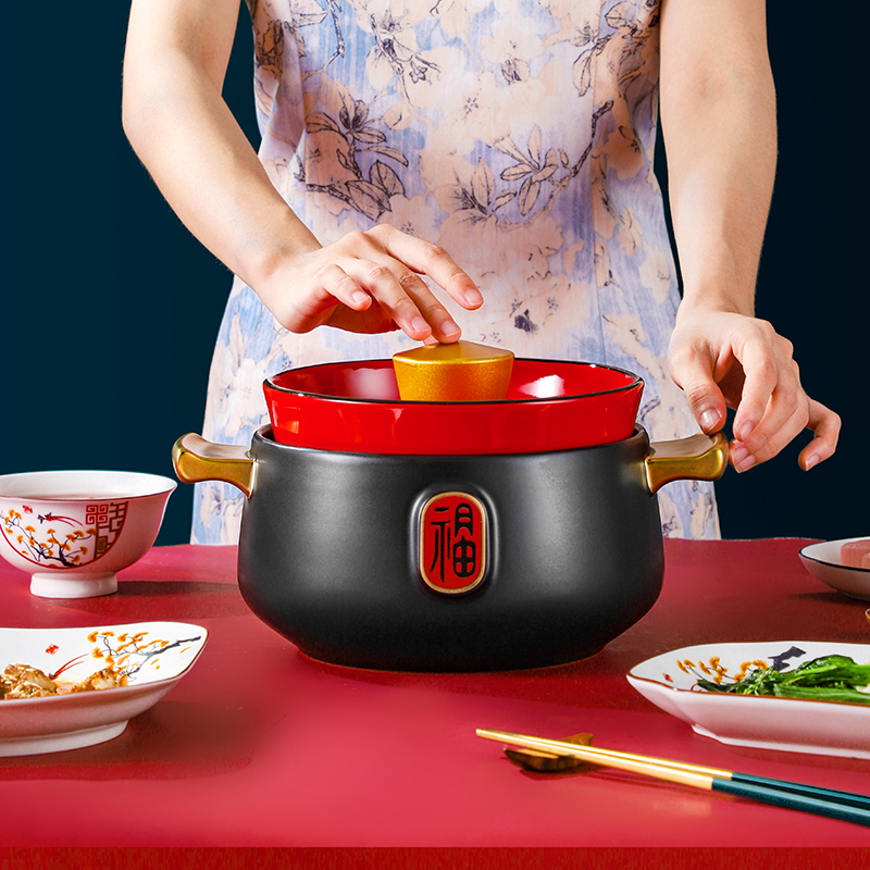 厨夫人砂锅汤锅炖锅福至锅 2.8L陶瓷煲CFR-537D高清大图