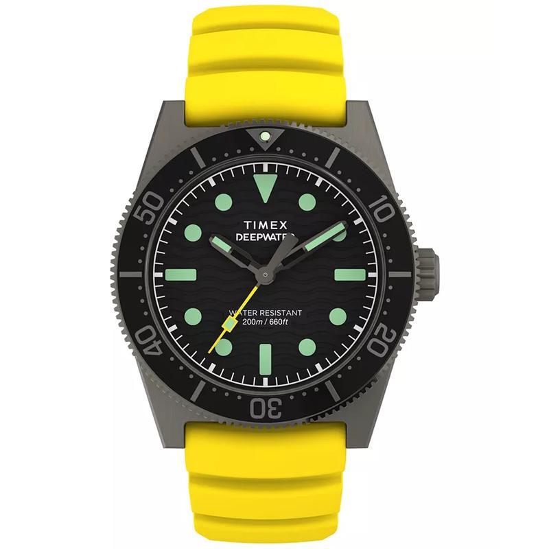 Timex /天美时男款防水米橡胶腕表mm钛钢夜光潜水商务手表