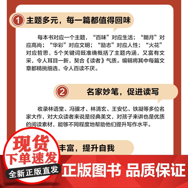 读者5周年纪念版初中版校园版合订本经典版2024作文 百味朗月华彩励志火花卷五大主题典藏全5册 初高中生中考作文写作素材高清大图