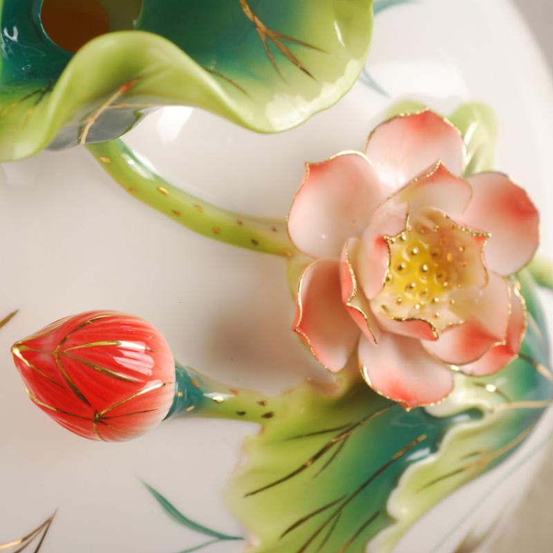 金玉满堂景德镇陶瓷花瓶摆件客厅插花装饰品家居摆设大瓷器珐琅彩 三维工匠 莲鲤花瓶加底座加礼盒高清大图