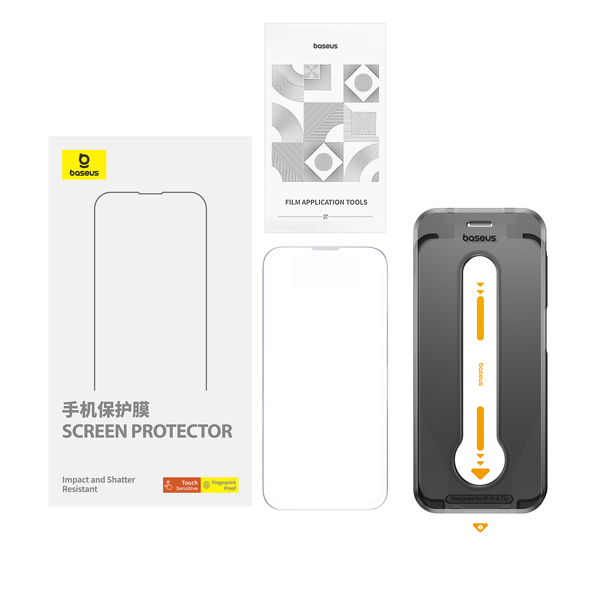 倍思 晶钻系列 一体防尘 全屏 高清 钢化膜 For iP 15 透明 单片装 无尘仓 (含:清洁包*1)