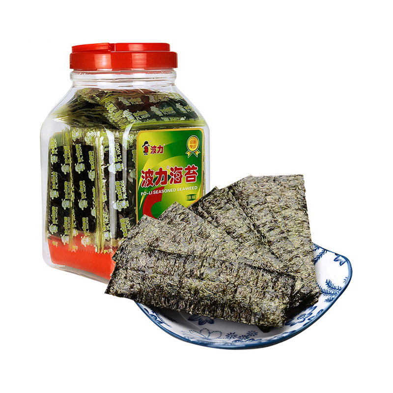 波力海苔(原味)75g 罐装(12切3枚*100束)休闲零食 即食紫菜 儿童海苔寿司塑料桶装